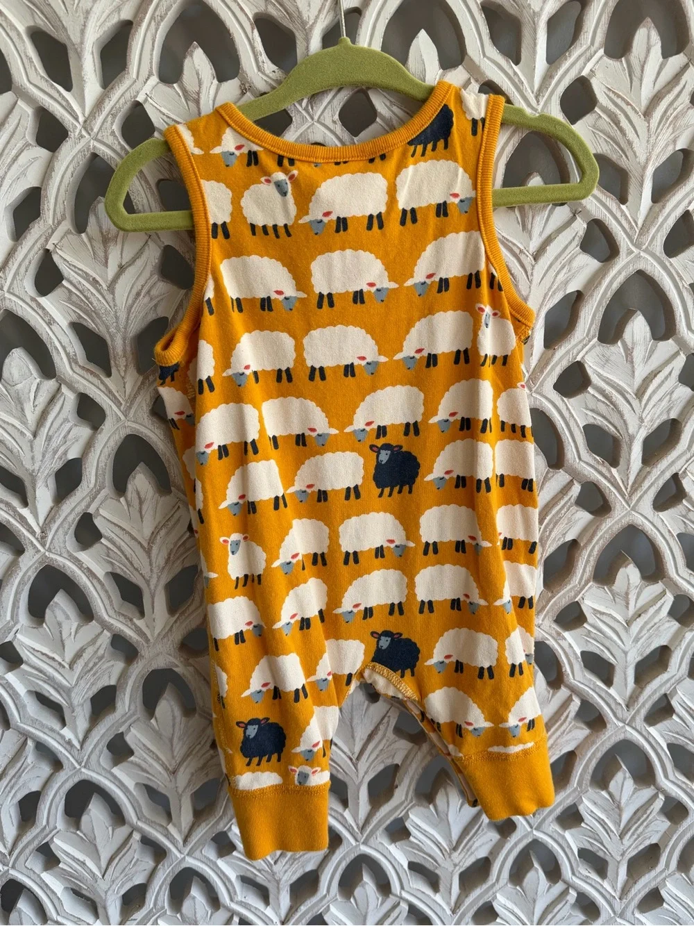Hanna Andersson Sheep Baby Romper, 0-3M